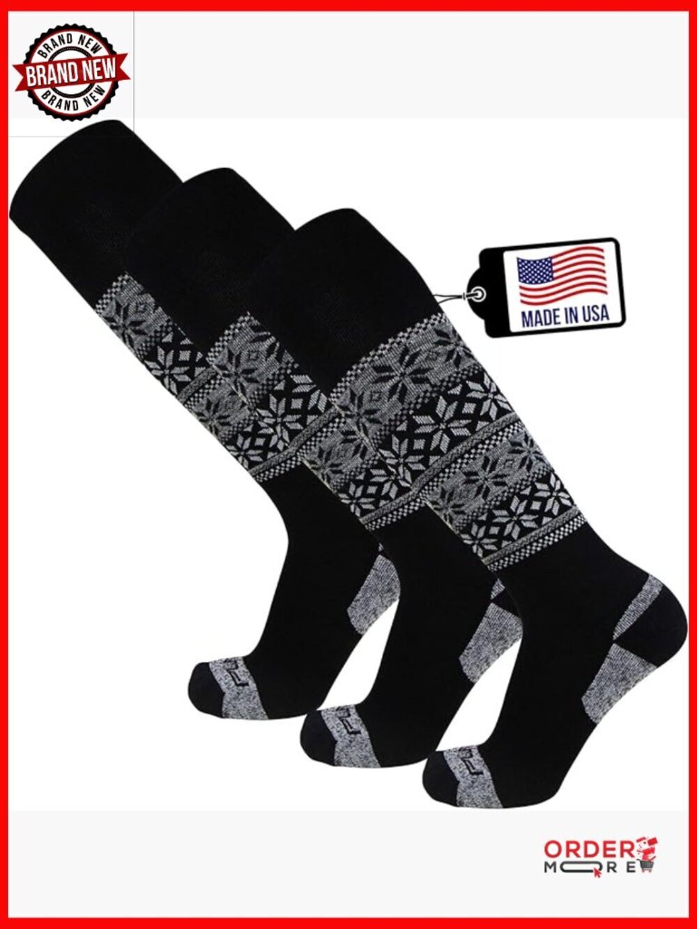 Alpaca Wool Ski Socks - Midweight Knee-High 3 Pack for Snowboarding
